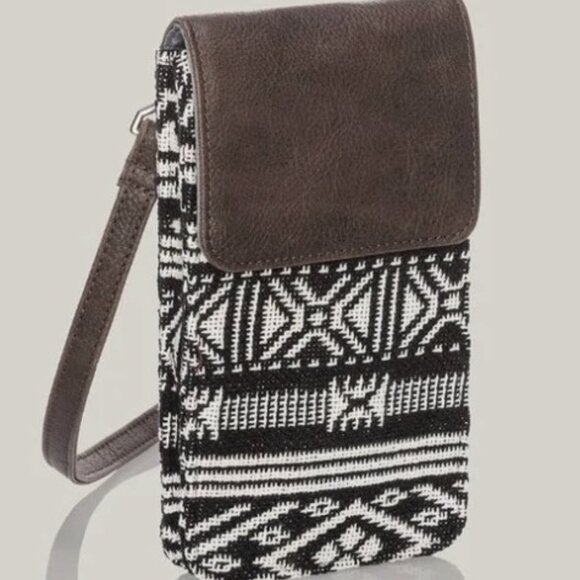 Thirty One CALL ME CROSSBODY small bag in Black & White RIO WEAVE - Picture 1 of 3